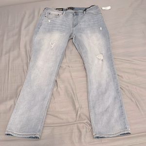 RSQ 34x32 Relaxed Taper Vintage Flex Light Blue Distressed Jeans NWT